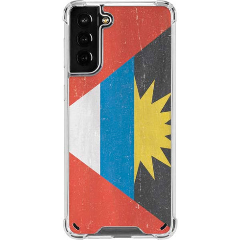 Antigua and Barbuda Flag Distressed Galaxy S21 Plus 5G Clear Case